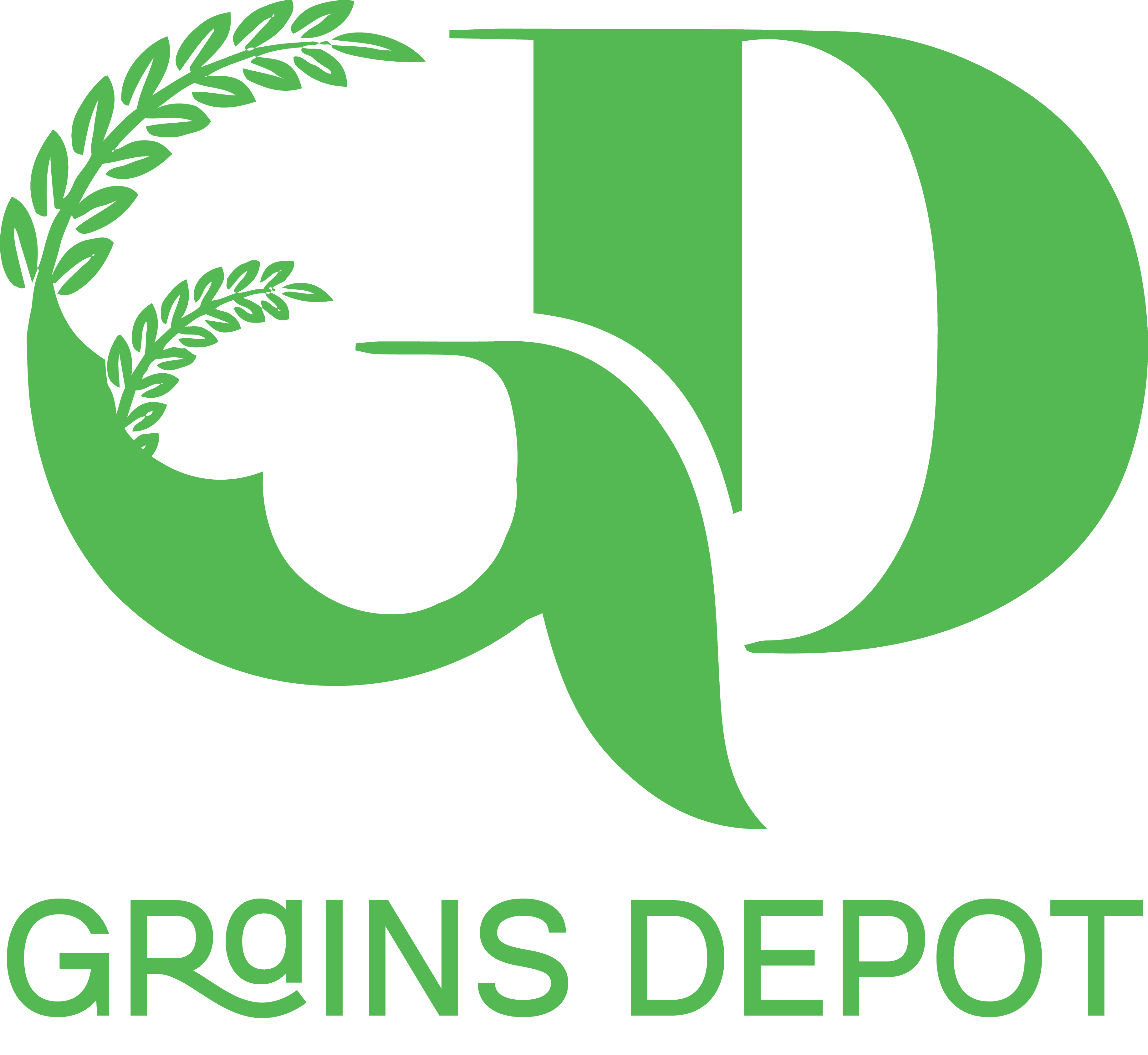 Grains Depot brand mark on dark background